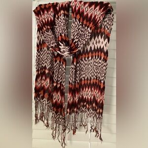 Ladies Frabric-Blend Shawl Wrap Scarf Lightweight w Fringe One Size Multicolor